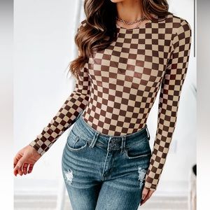 Checkered mesh bodysuit